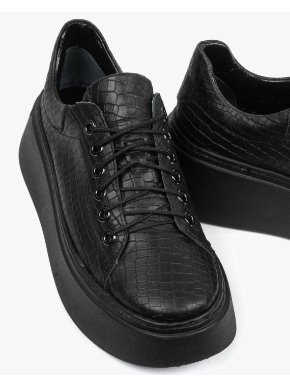 Czarne trampki damskie skórzane