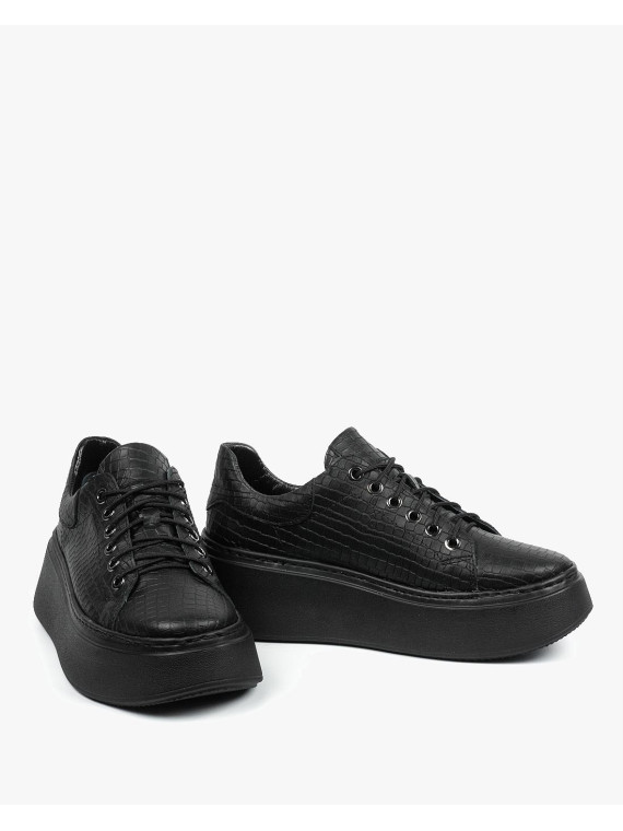 Czarne trampki damskie skórzane