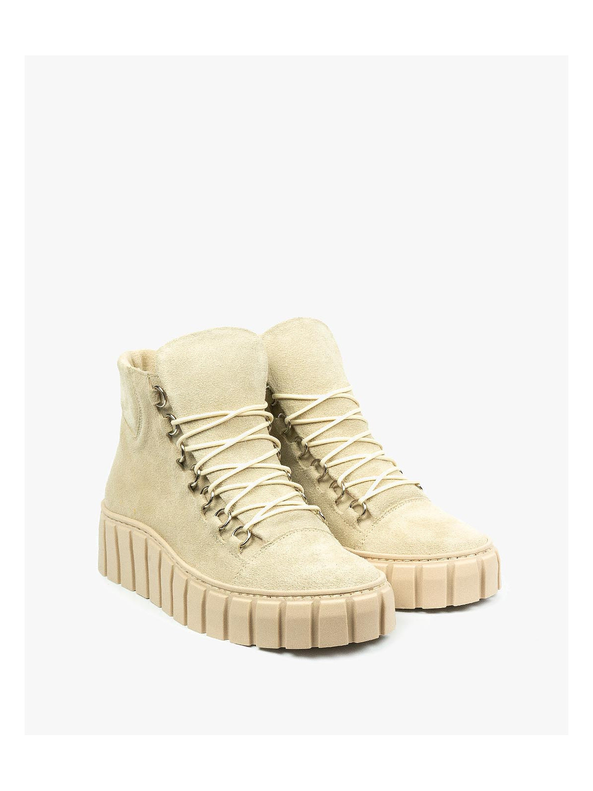 Beżowe trampki damskie skórzane