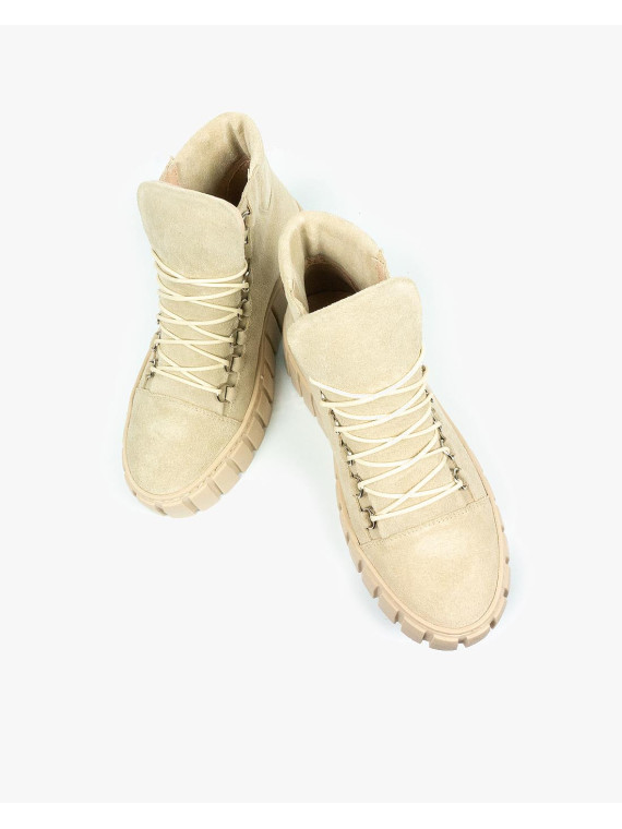 Beżowe trampki damskie skórzane