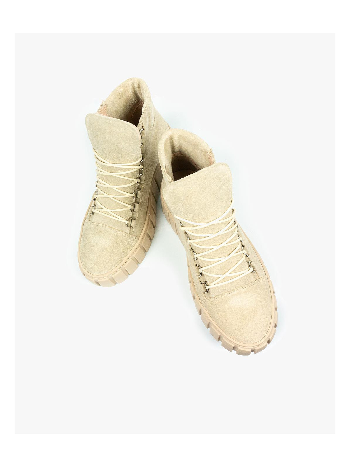 Beżowe trampki damskie skórzane