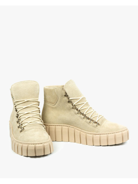 Beżowe trampki damskie skórzane