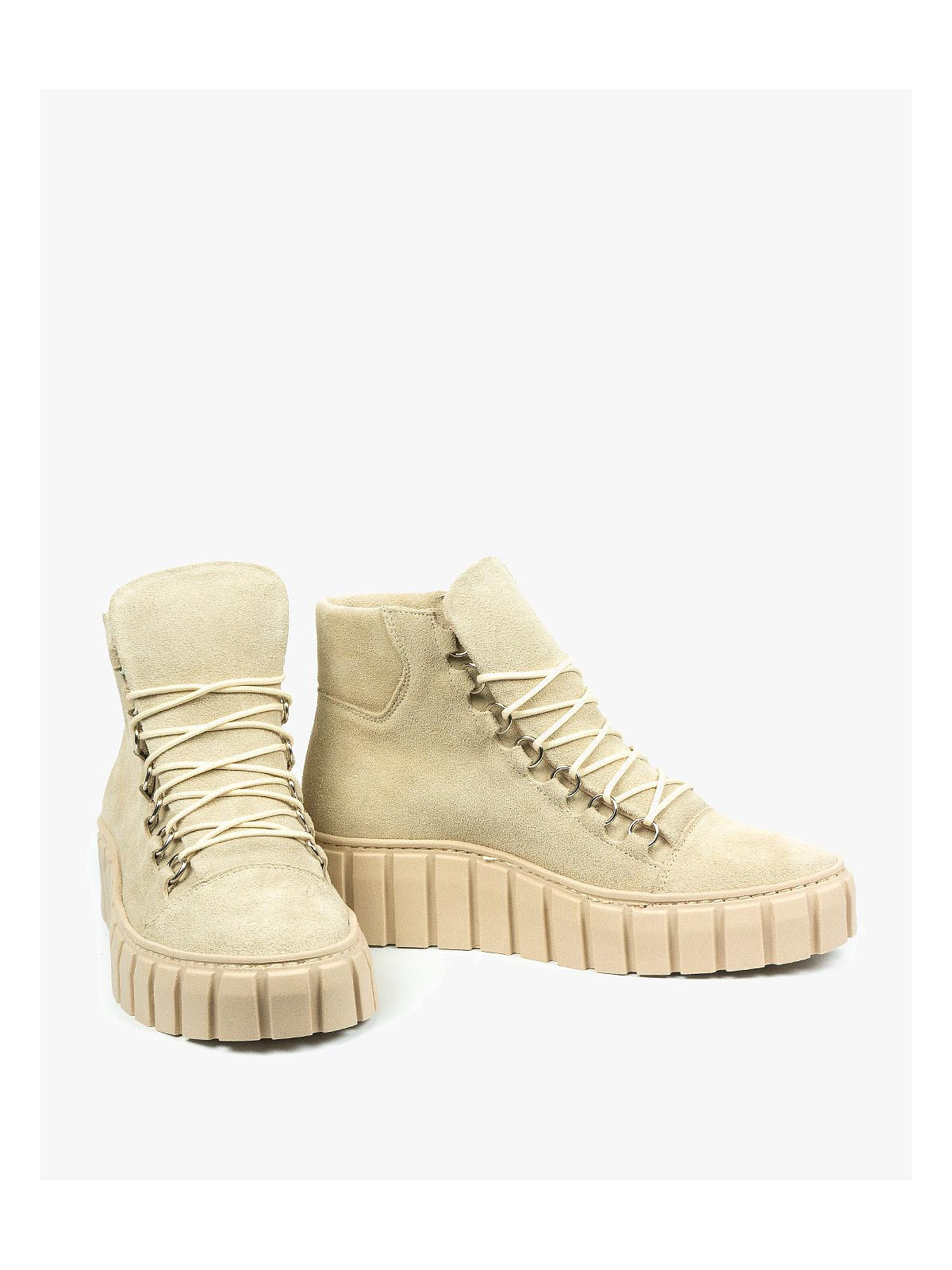 Beżowe trampki damskie skórzane