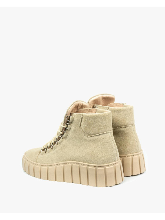 Beżowe trampki damskie skórzane