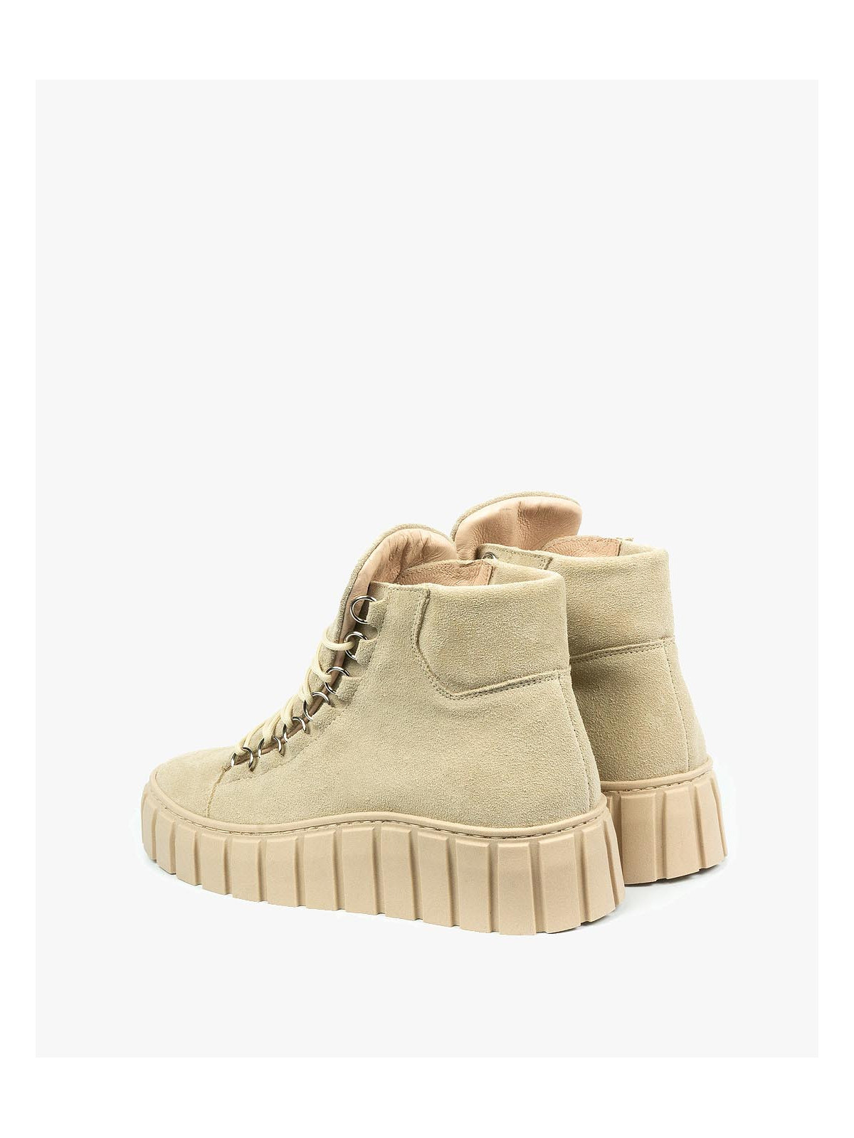 Beżowe trampki damskie skórzane