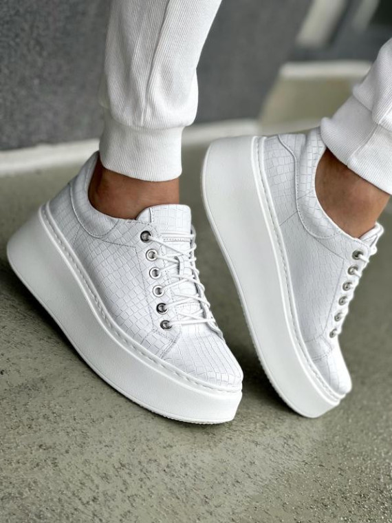 Białe trampki damskie skórzane