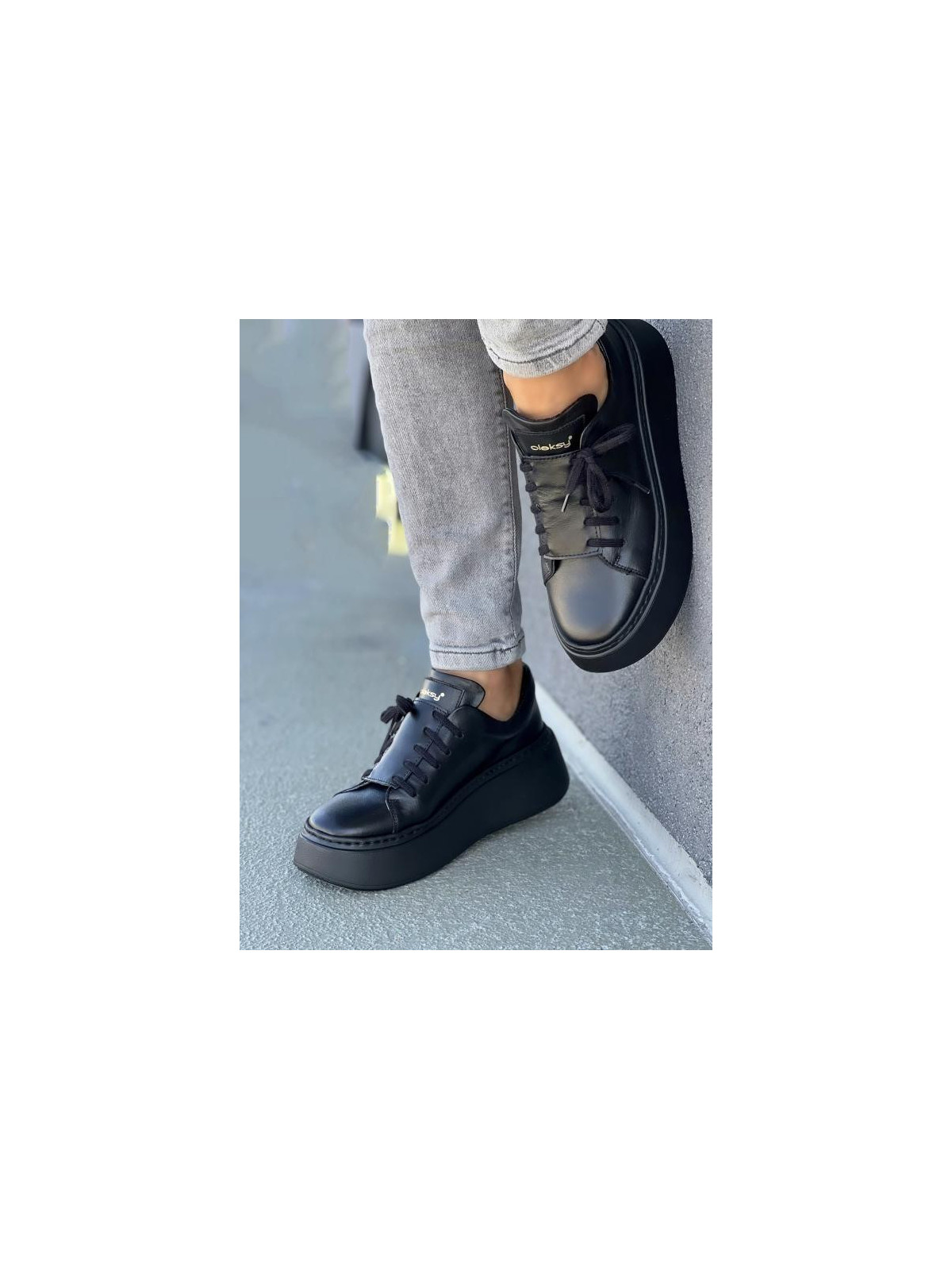 Czarne trampki damskie skórzane