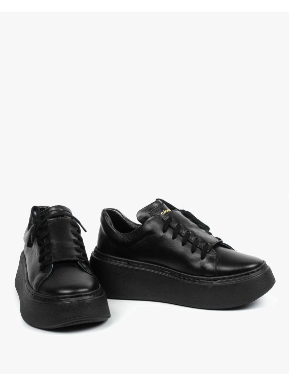 Czarne trampki damskie skórzane