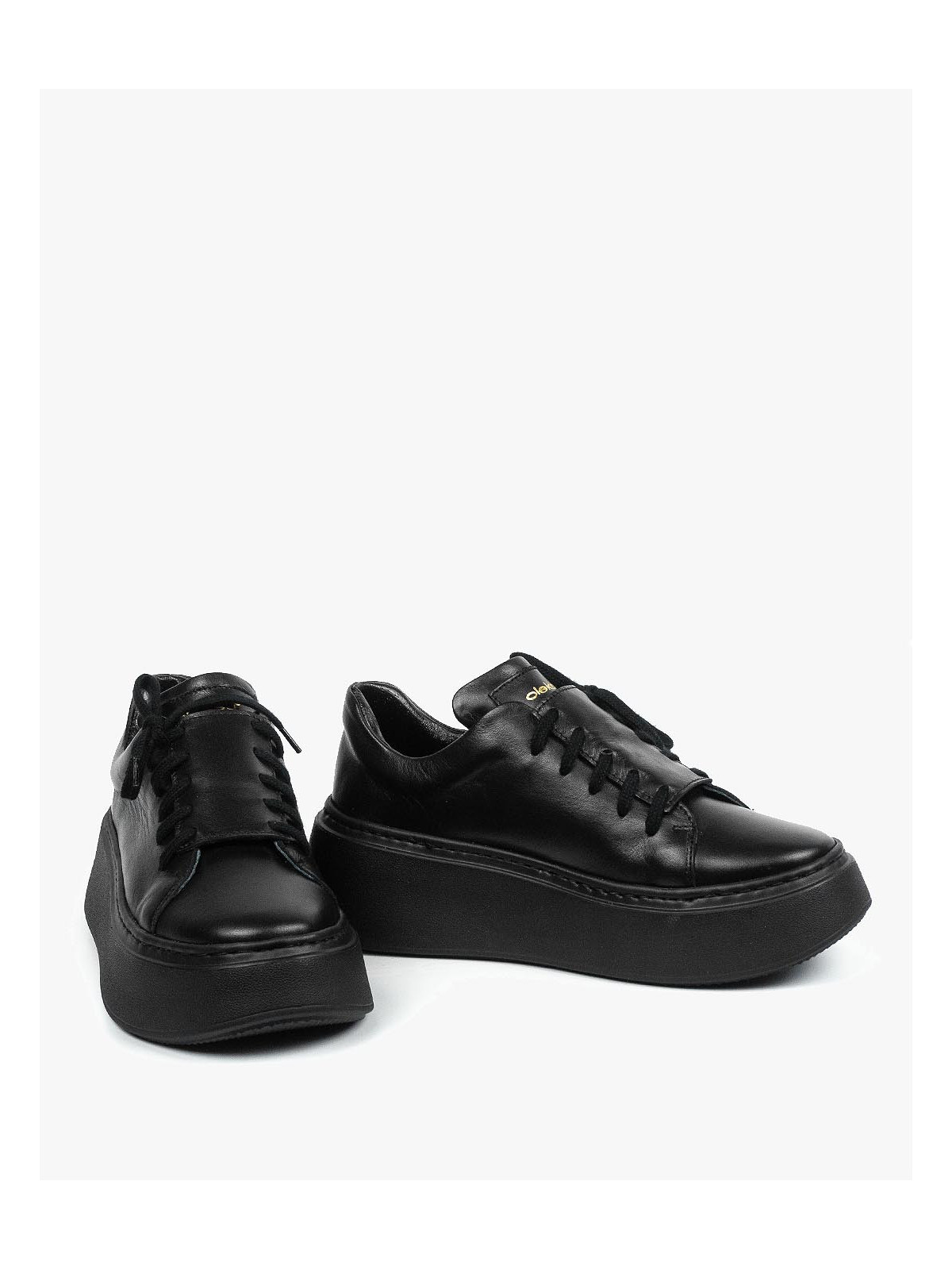 Czarne trampki damskie skórzane