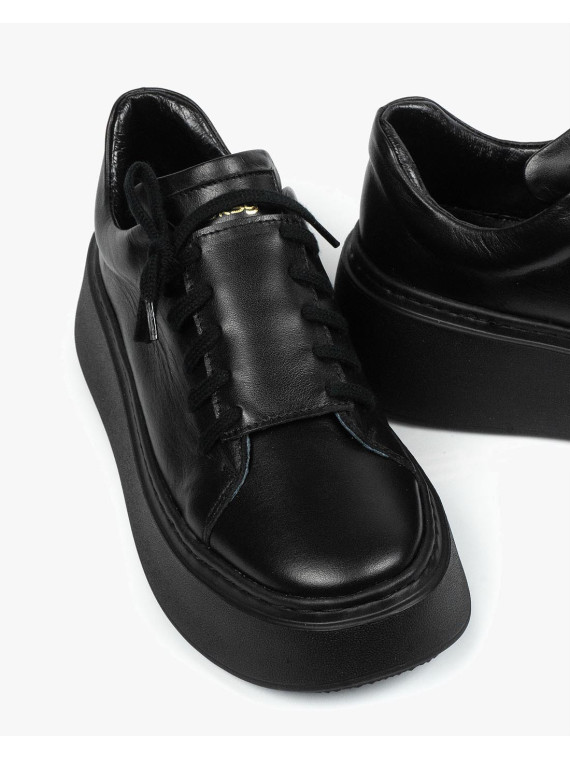 Czarne trampki damskie skórzane