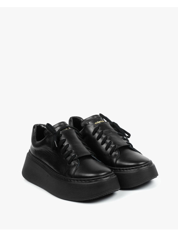 Czarne trampki damskie skórzane