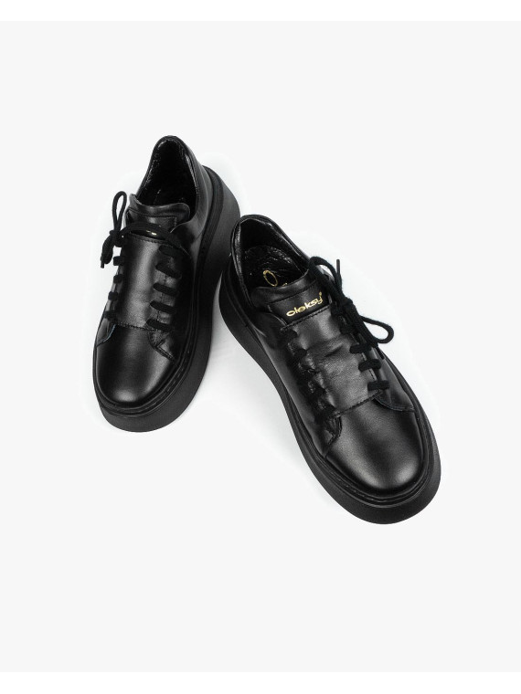 Czarne trampki damskie skórzane