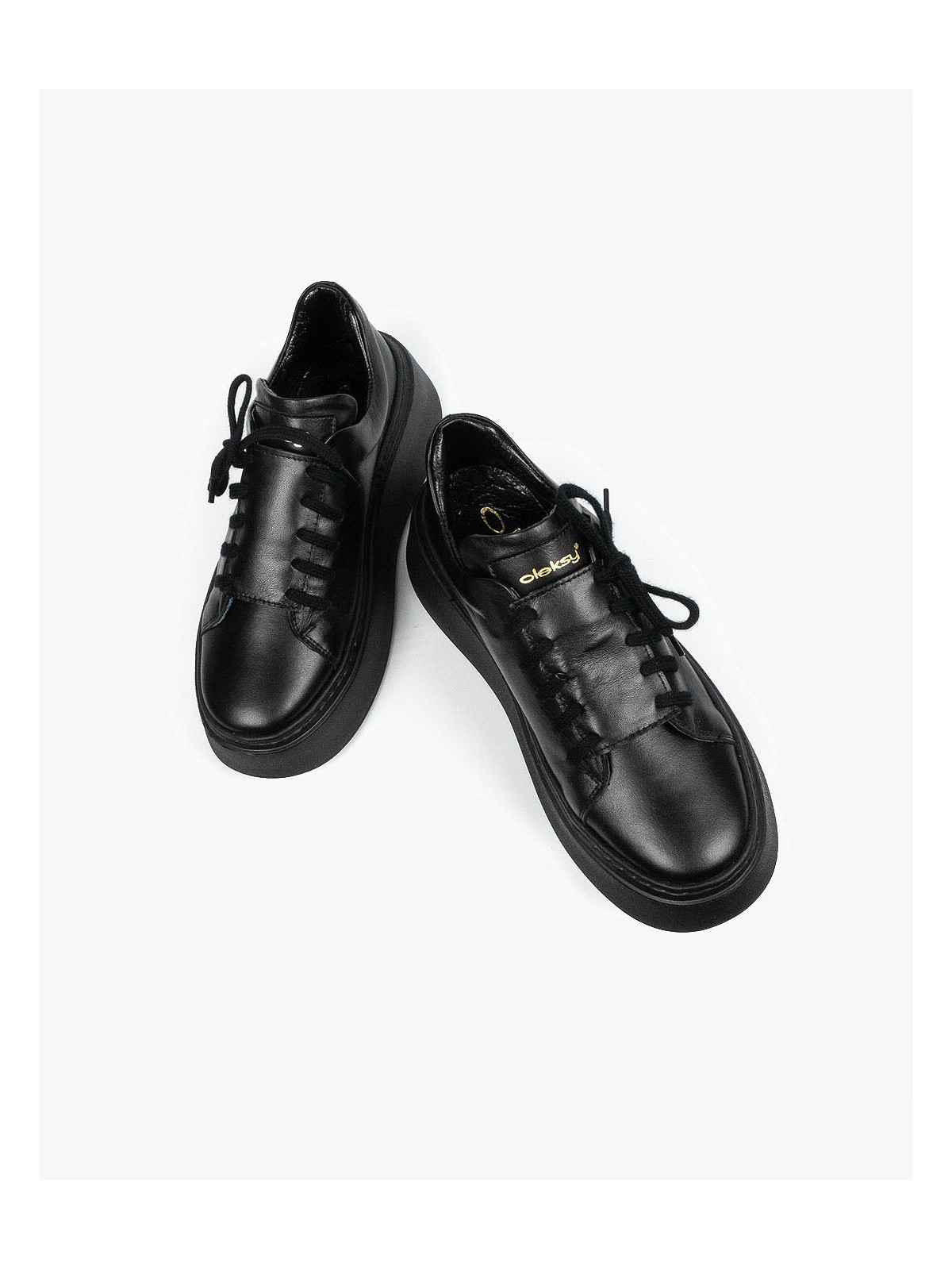 Czarne trampki damskie skórzane