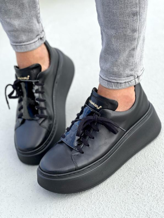 Czarne trampki damskie skórzane