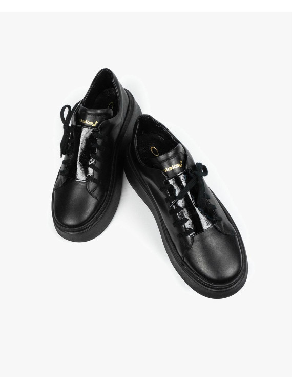 Czarne trampki damskie skórzane