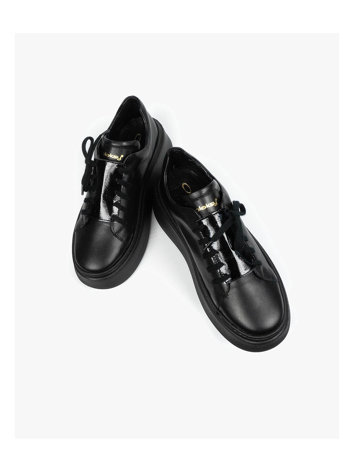 Czarne trampki damskie skórzane