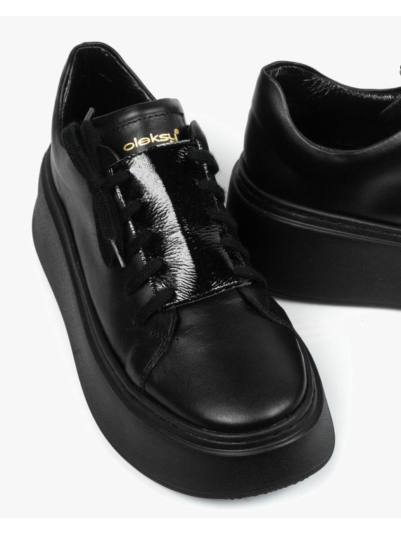 Czarne trampki damskie skórzane