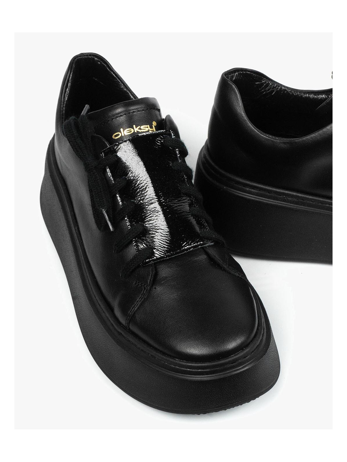 Czarne trampki damskie skórzane