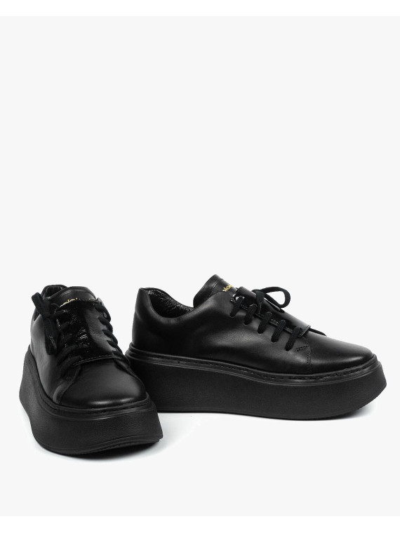 Czarne trampki damskie skórzane