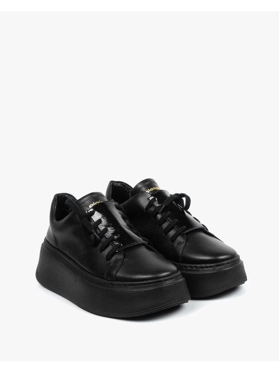 Czarne trampki damskie skórzane