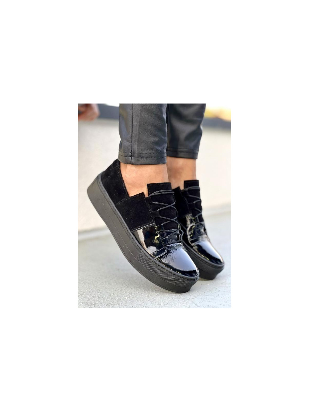 Czarne trampki damskie skórzane