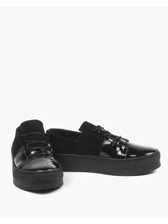 Czarne trampki damskie skórzane