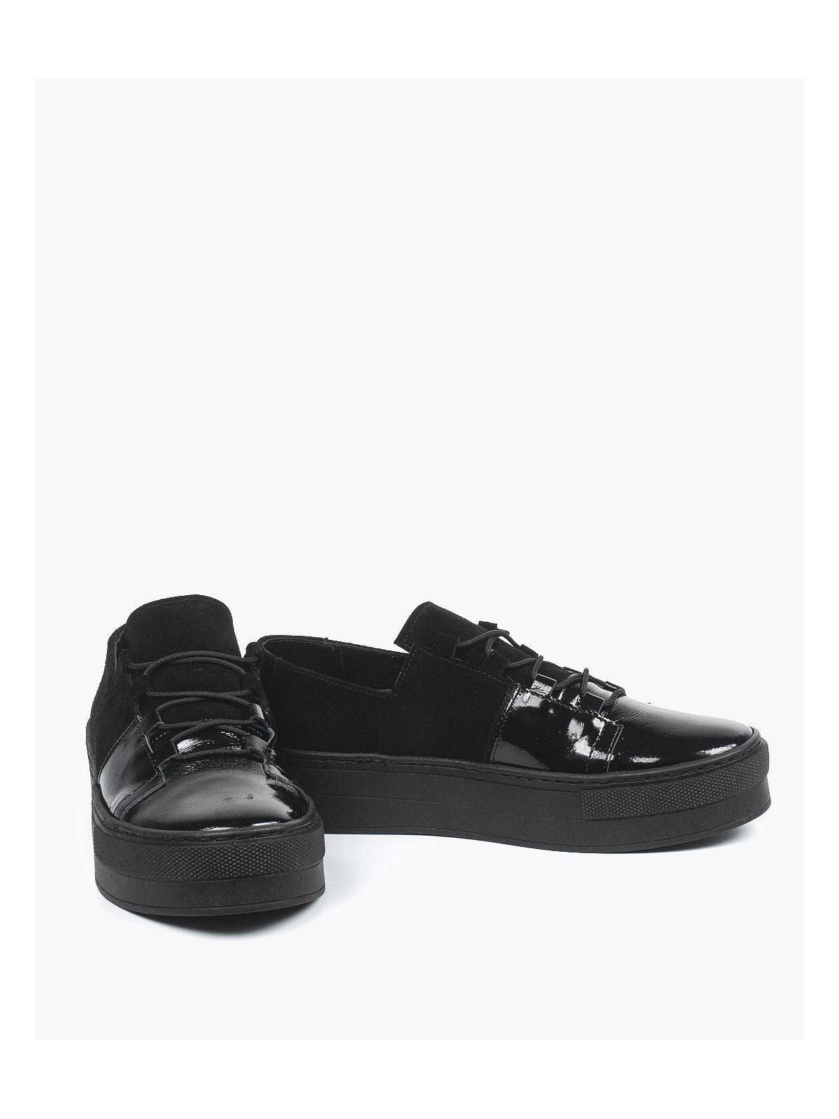 Czarne trampki damskie skórzane