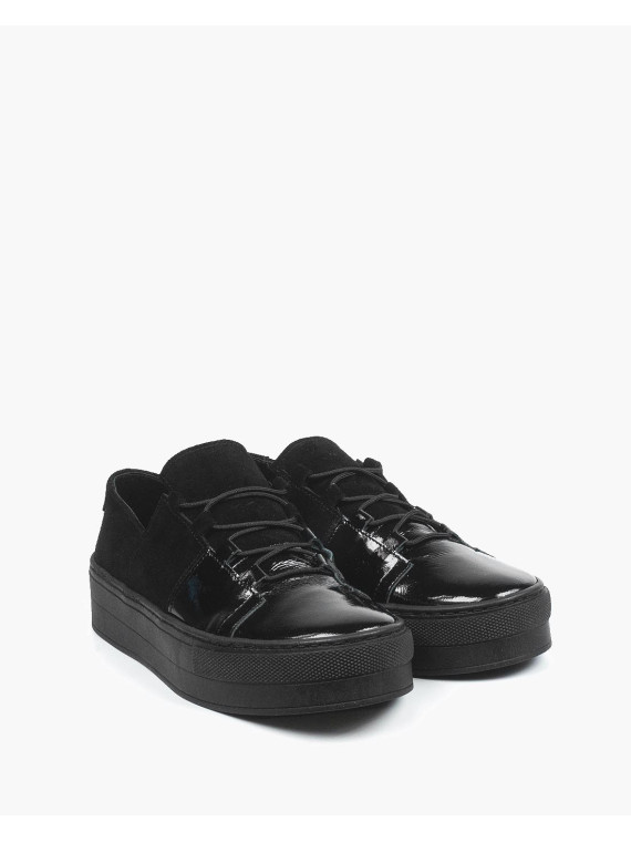 Czarne trampki damskie skórzane