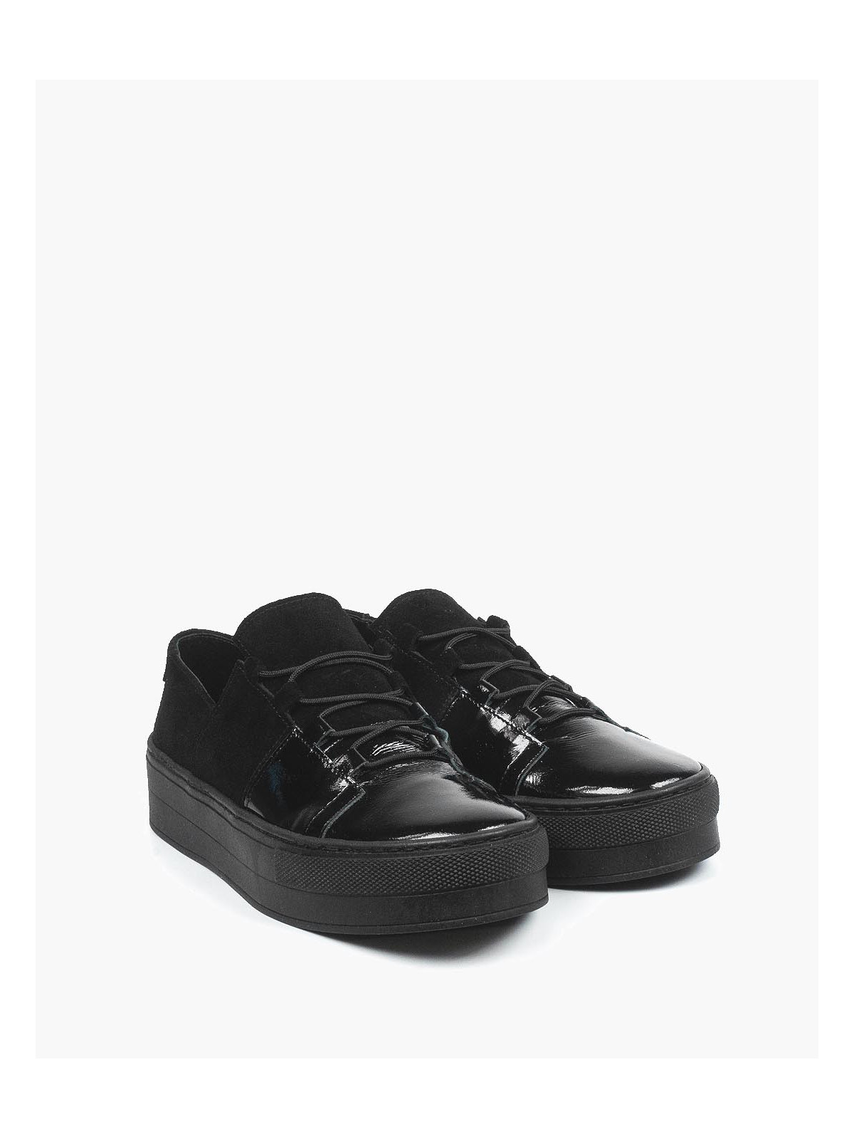 Czarne trampki damskie skórzane