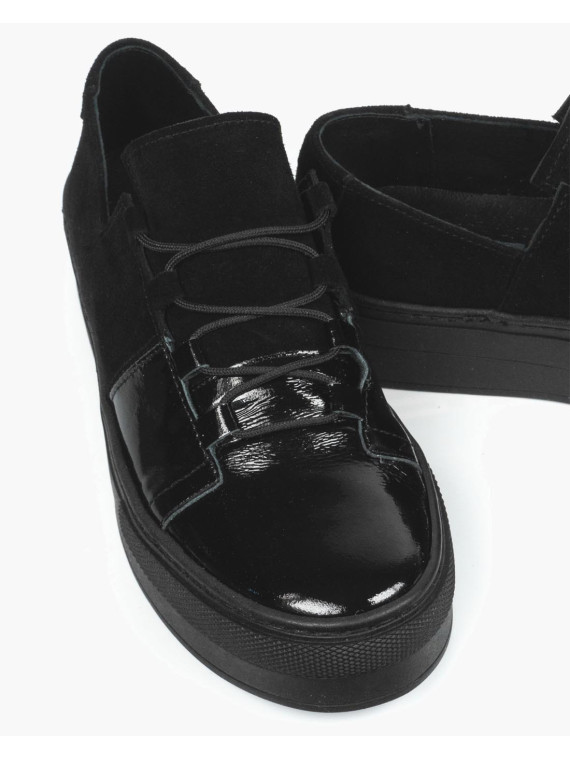 Czarne trampki damskie skórzane