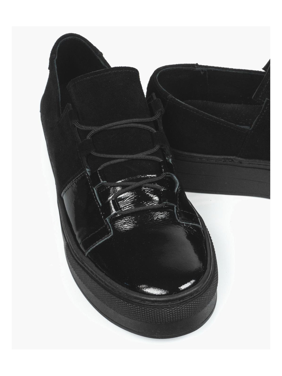 Czarne trampki damskie skórzane