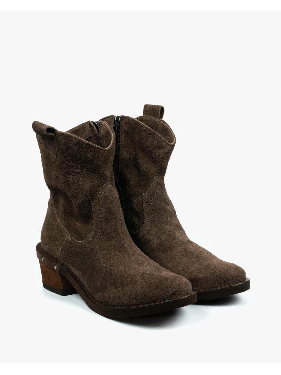 Brązowe botki damskie skórzane