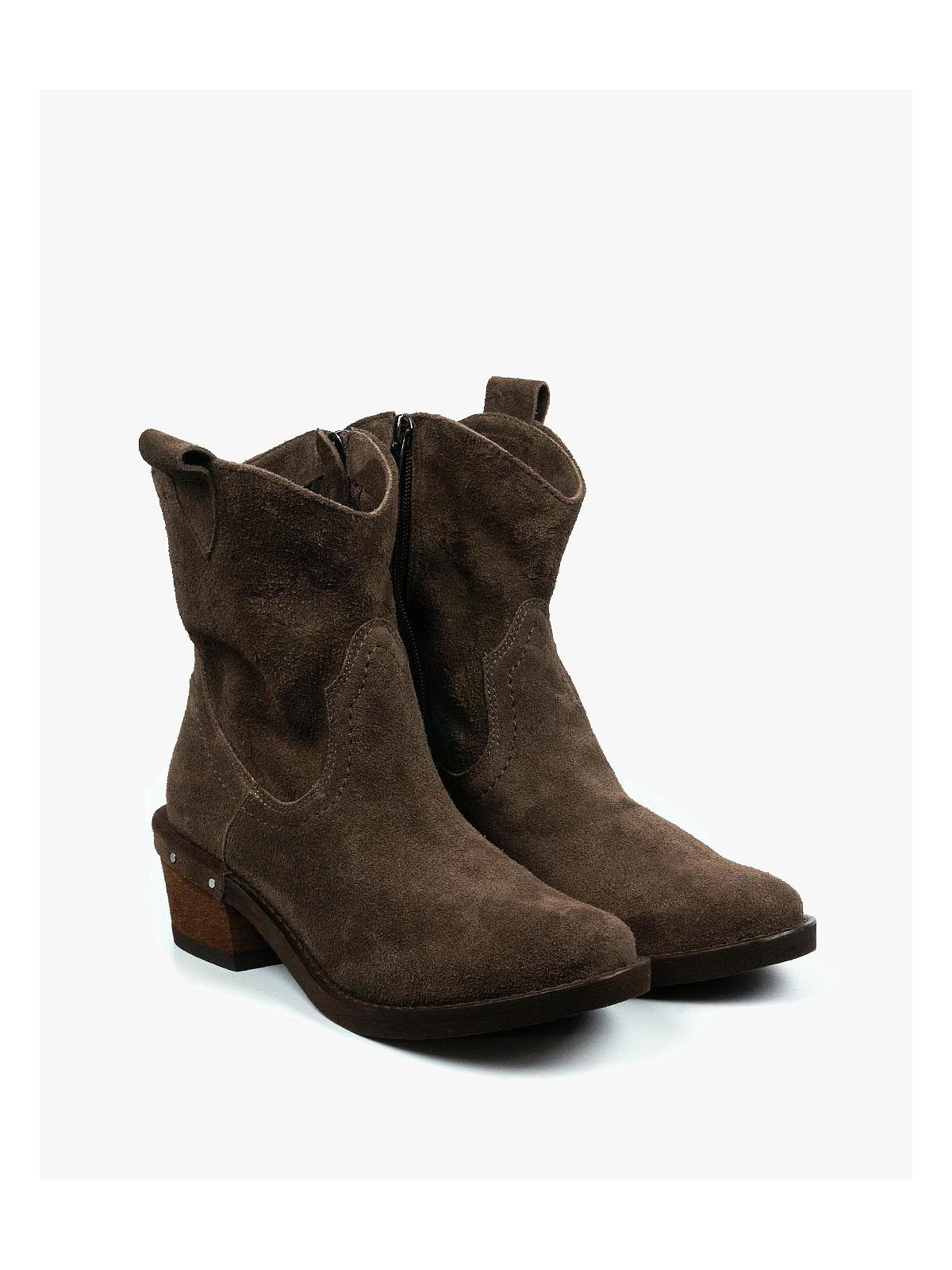 Brązowe botki damskie skórzane