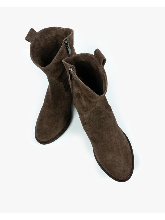 Brązowe botki damskie skórzane