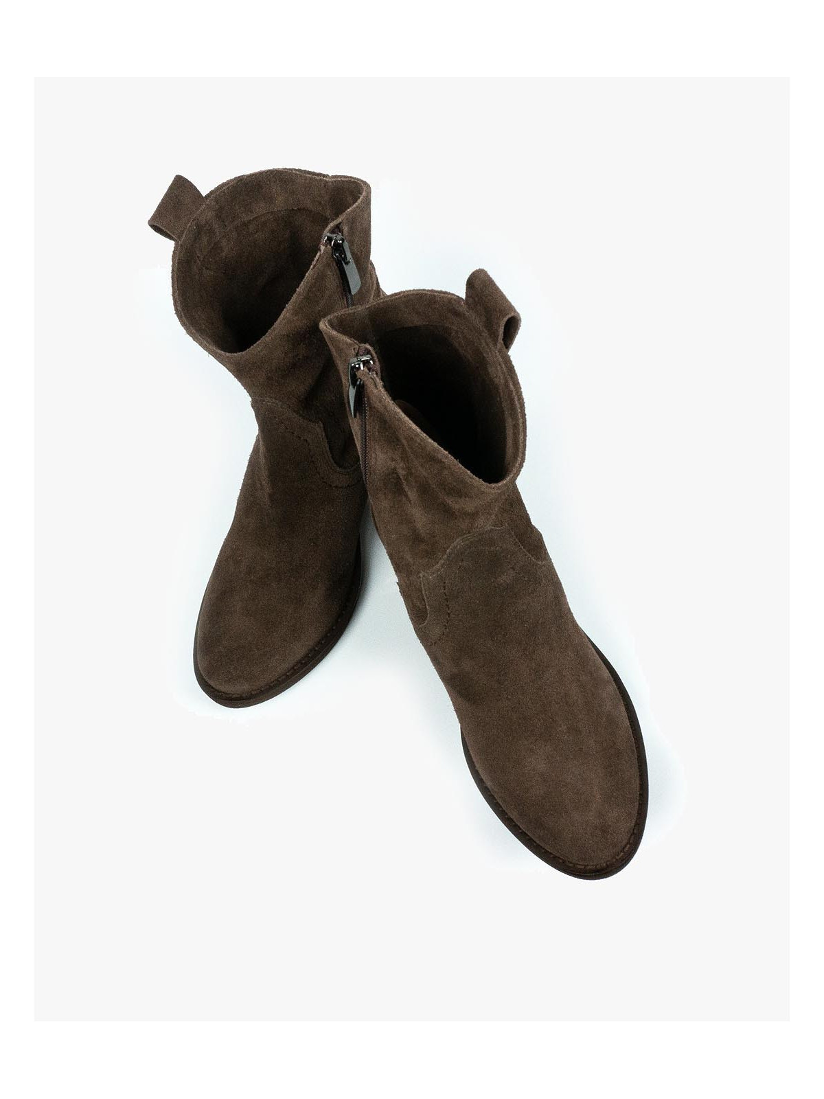 Brązowe botki damskie skórzane