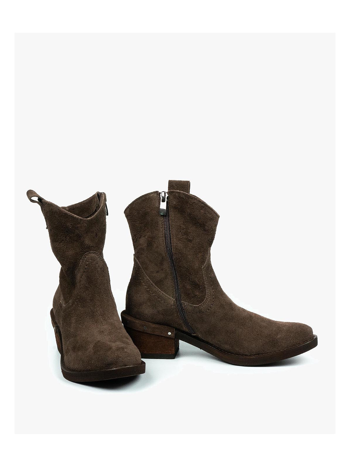 Brązowe botki damskie skórzane