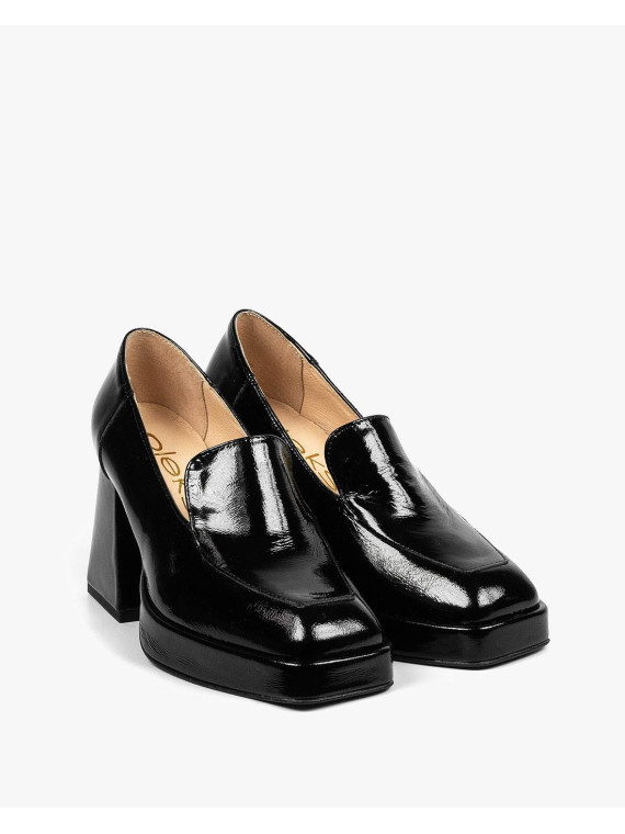 Czarne półbuty damskie skorzane