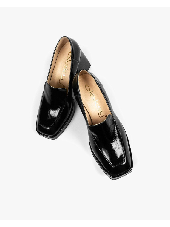 Czarne półbuty damskie skorzane