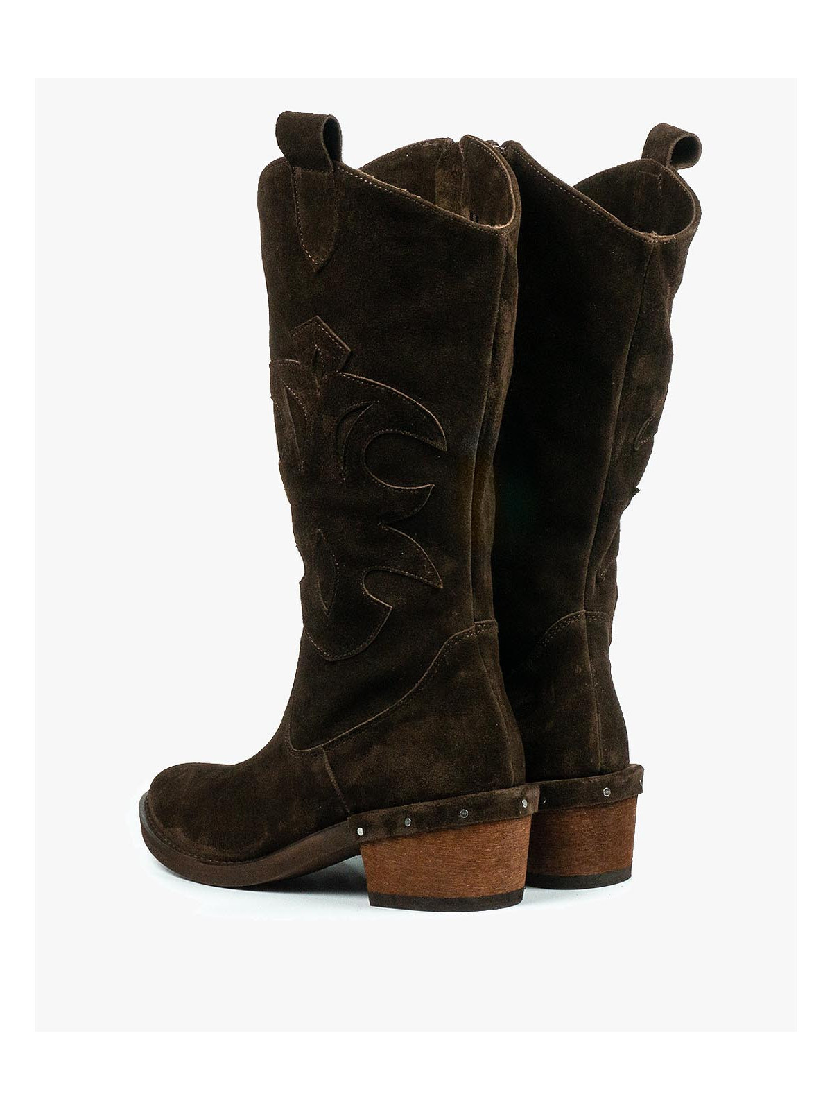 Brązowe kozaki damskie skórzane