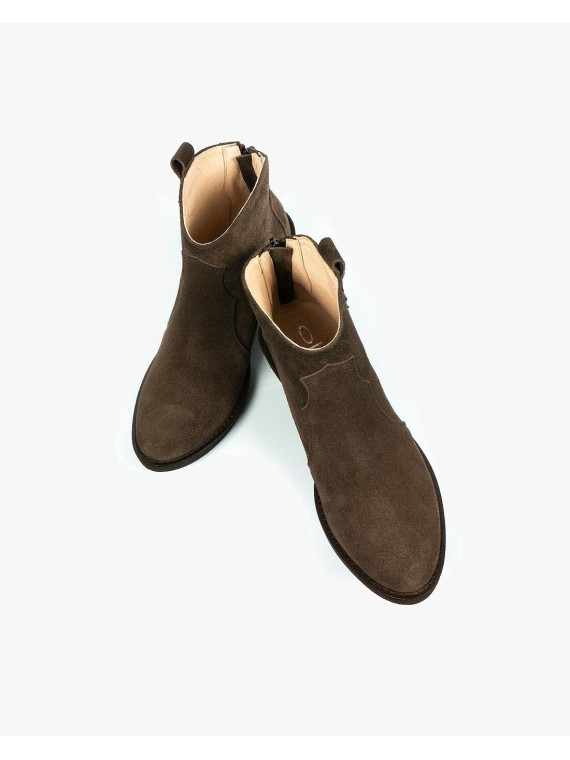 Brązowe botki damskie skórzane