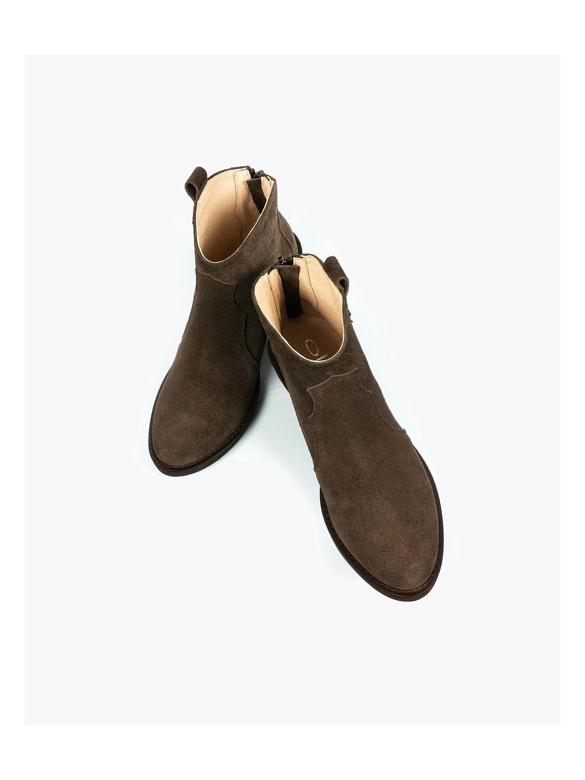 Brązowe botki damskie skórzane