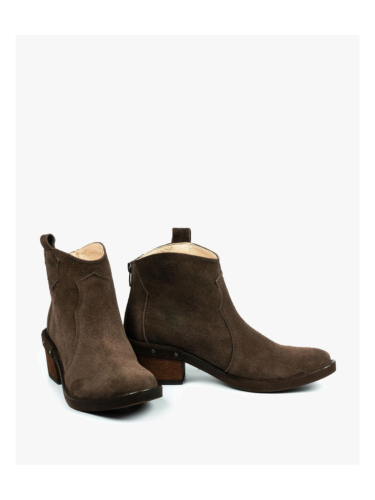 Brązowe botki damskie skórzane