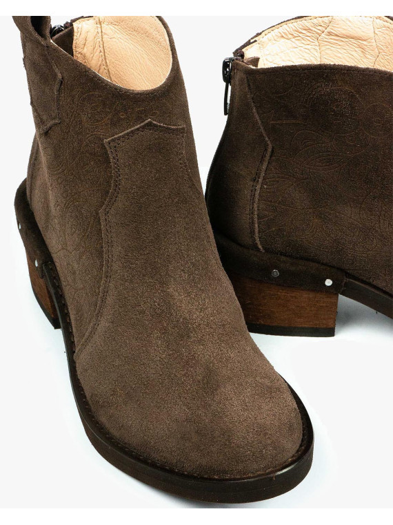 Brązowe botki damskie skórzane