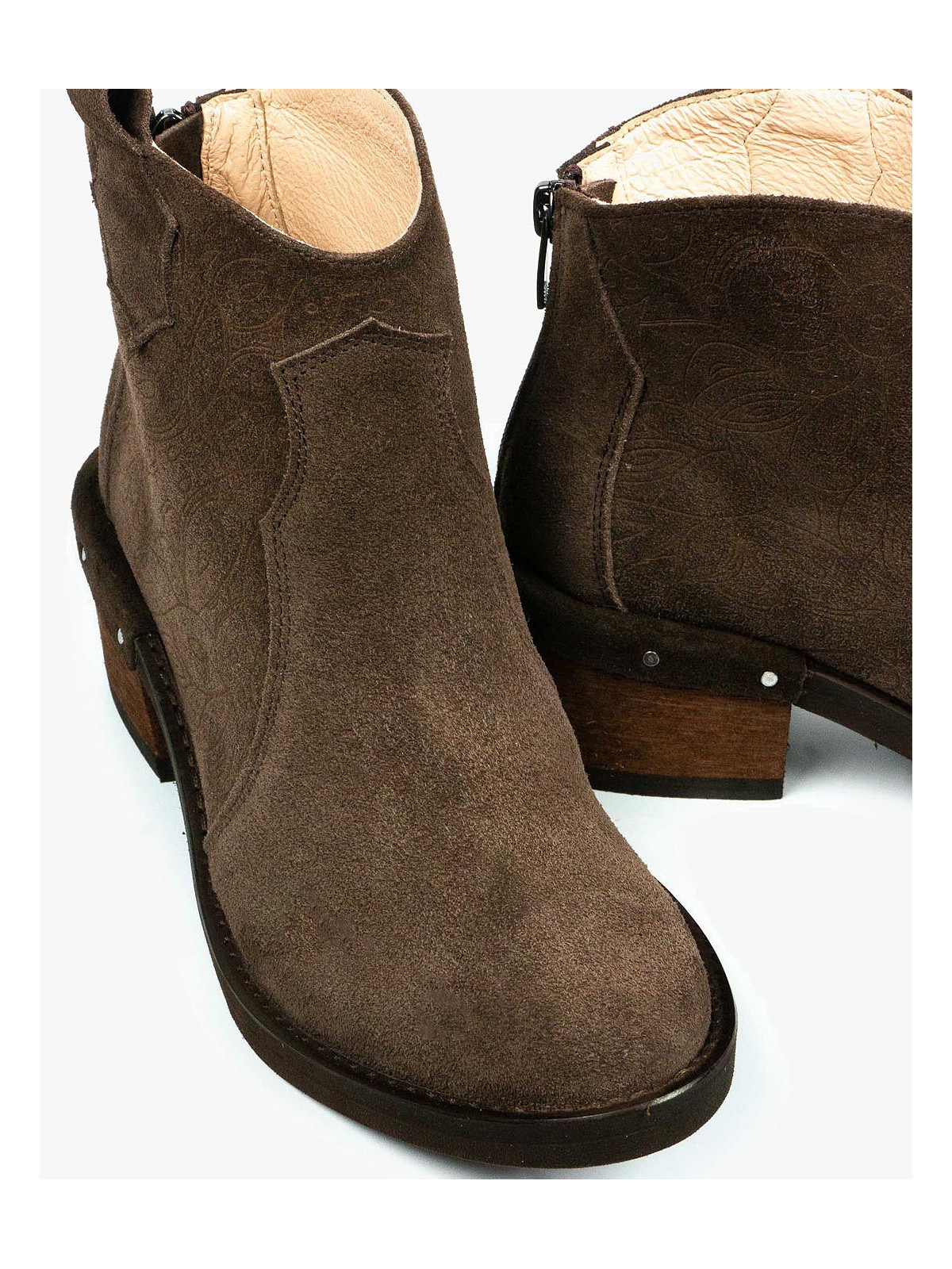 Brązowe botki damskie skórzane