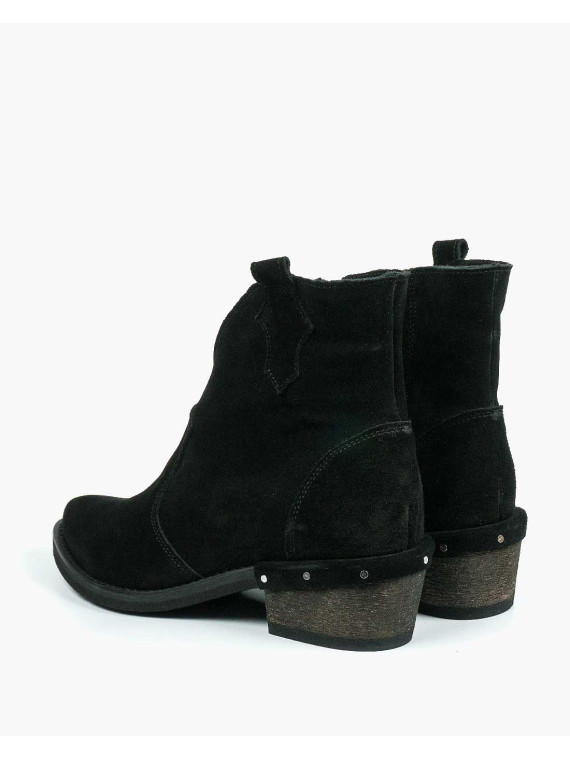 Czarne botki damskie skórzane