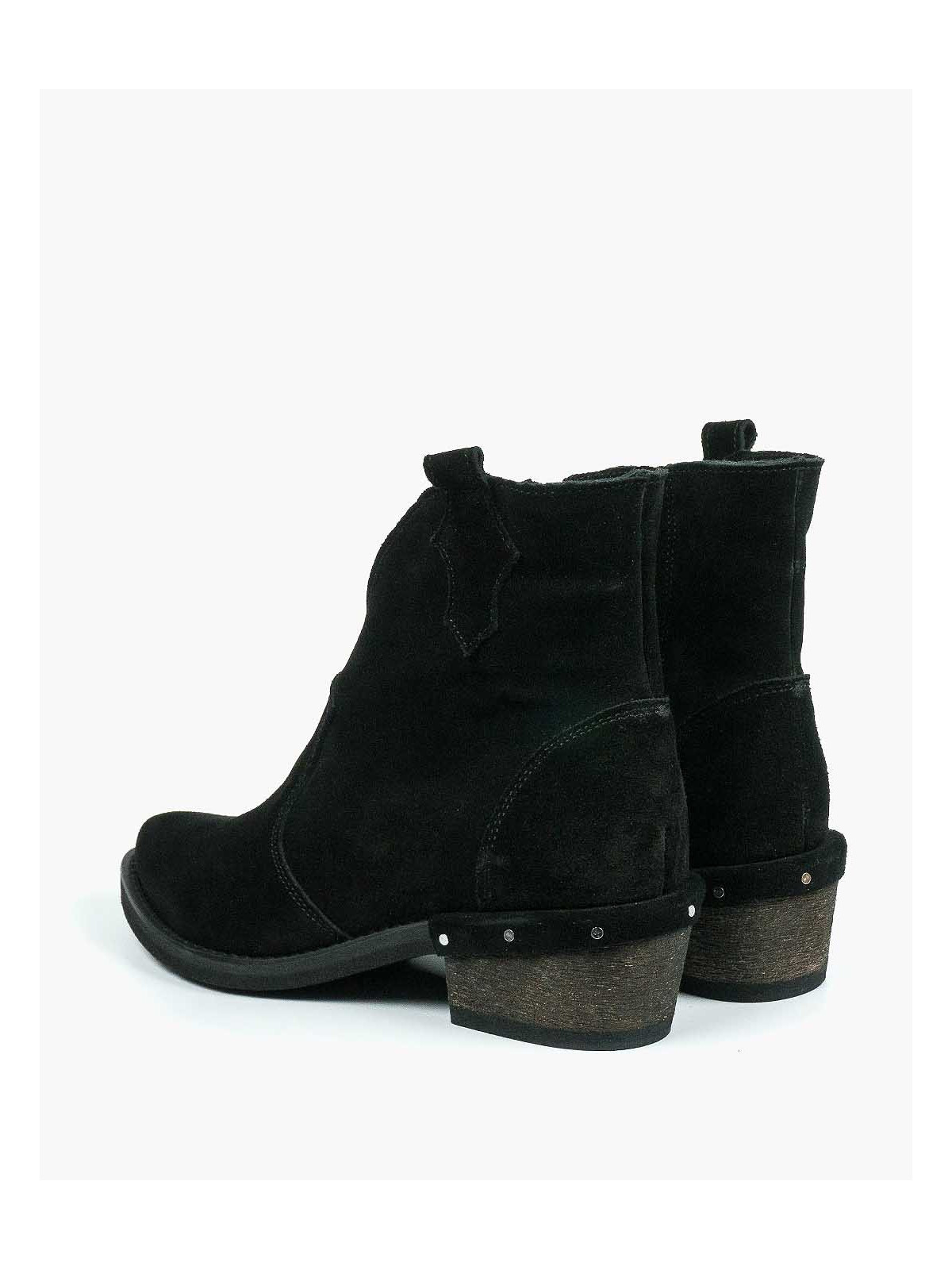 Czarne botki damskie skórzane