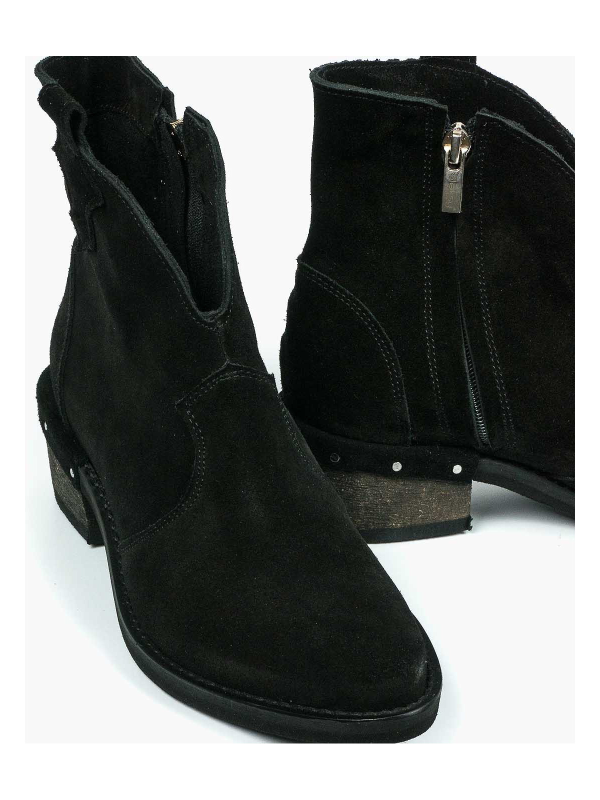 Czarne botki damskie skórzane