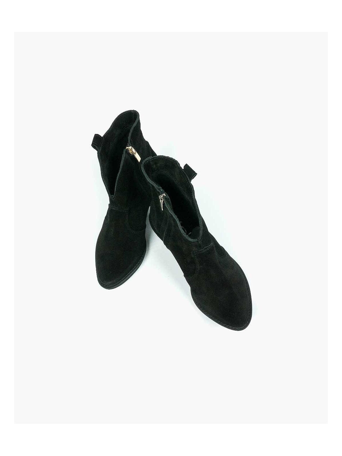 Czarne botki damskie skórzane