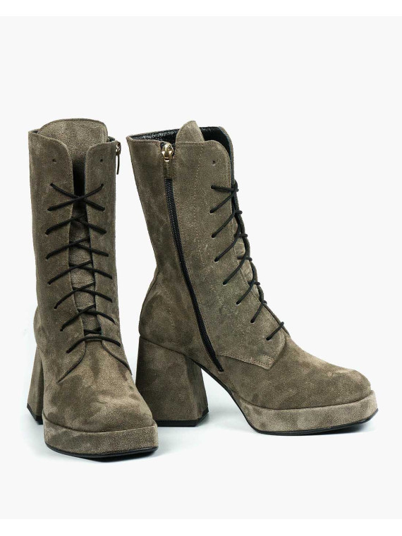 Szare botki damskie skórzane