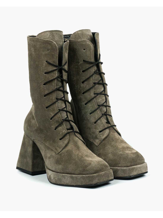 Szare botki damskie skórzane